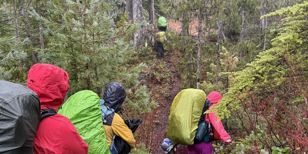 traversing a wet trail